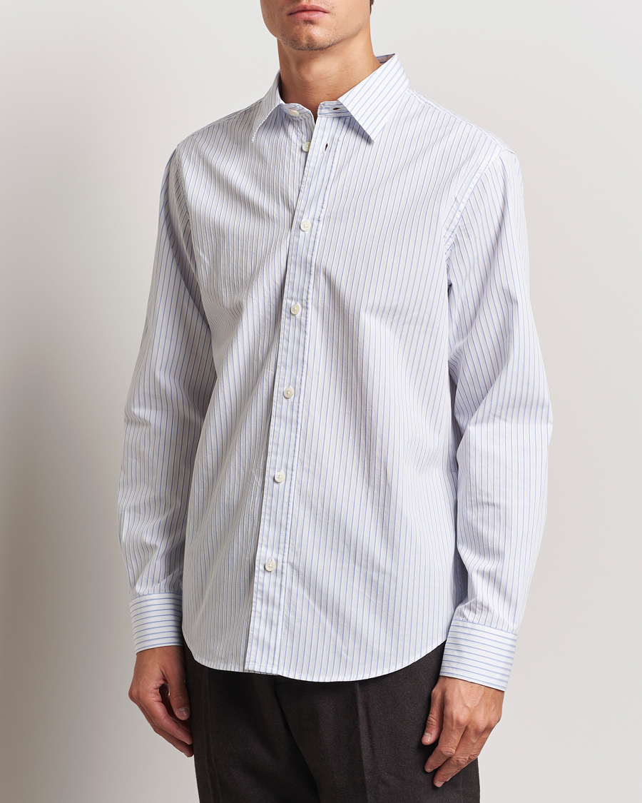 Hombres |  | NN07 | Colby Poplin Striped Shirt White/Blue