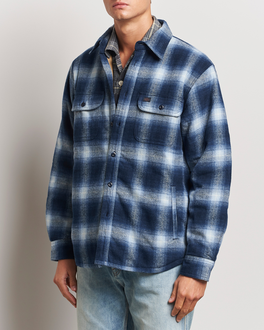 Hombres | Business & Beyond - Casual | Nudie Jeans | Glenn Padded Checked Shirt Jacket Blue