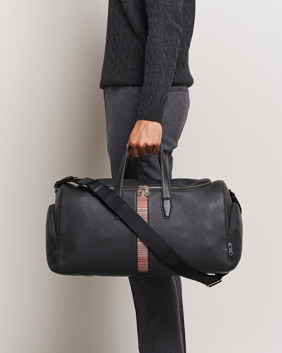 Hombres |  | Paul Smith | Leather Stripe Holdall Black