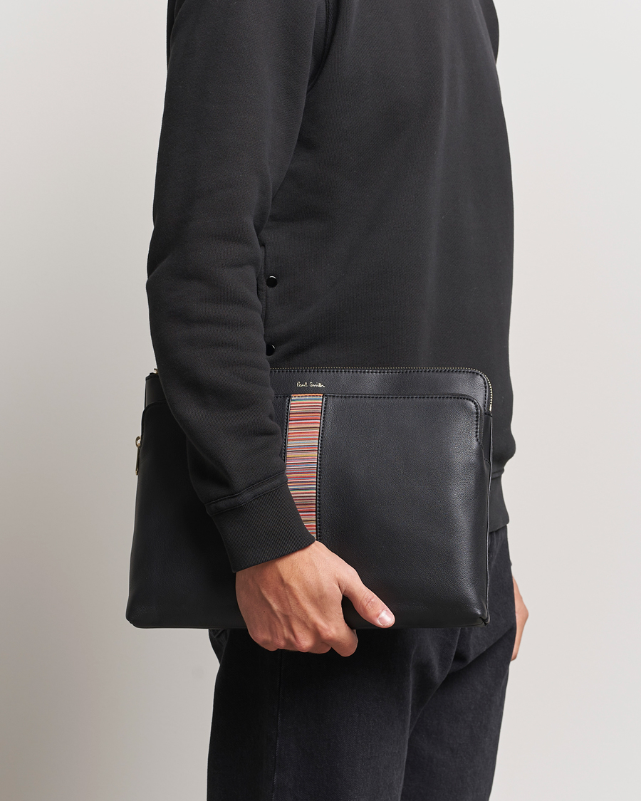 Hombres |  | Paul Smith | Leather Stripe Document Case Black