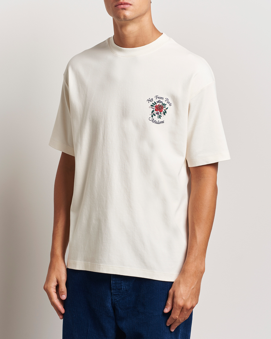 Hombres | Drôle de Monsieur | Drôle de Monsieur | Flower Slogan T-Shirt Cream