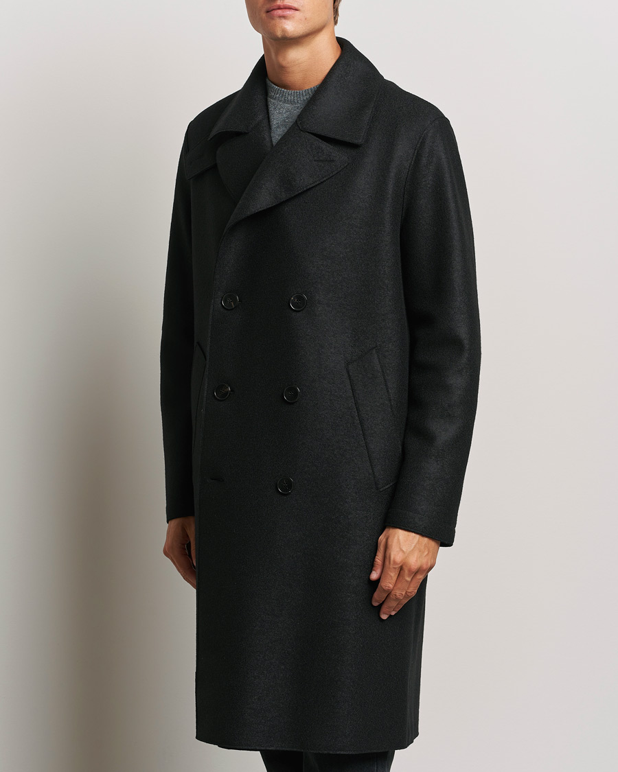 Hombres |  | Harris Wharf London | Pressed Wool Long Peacoat Black