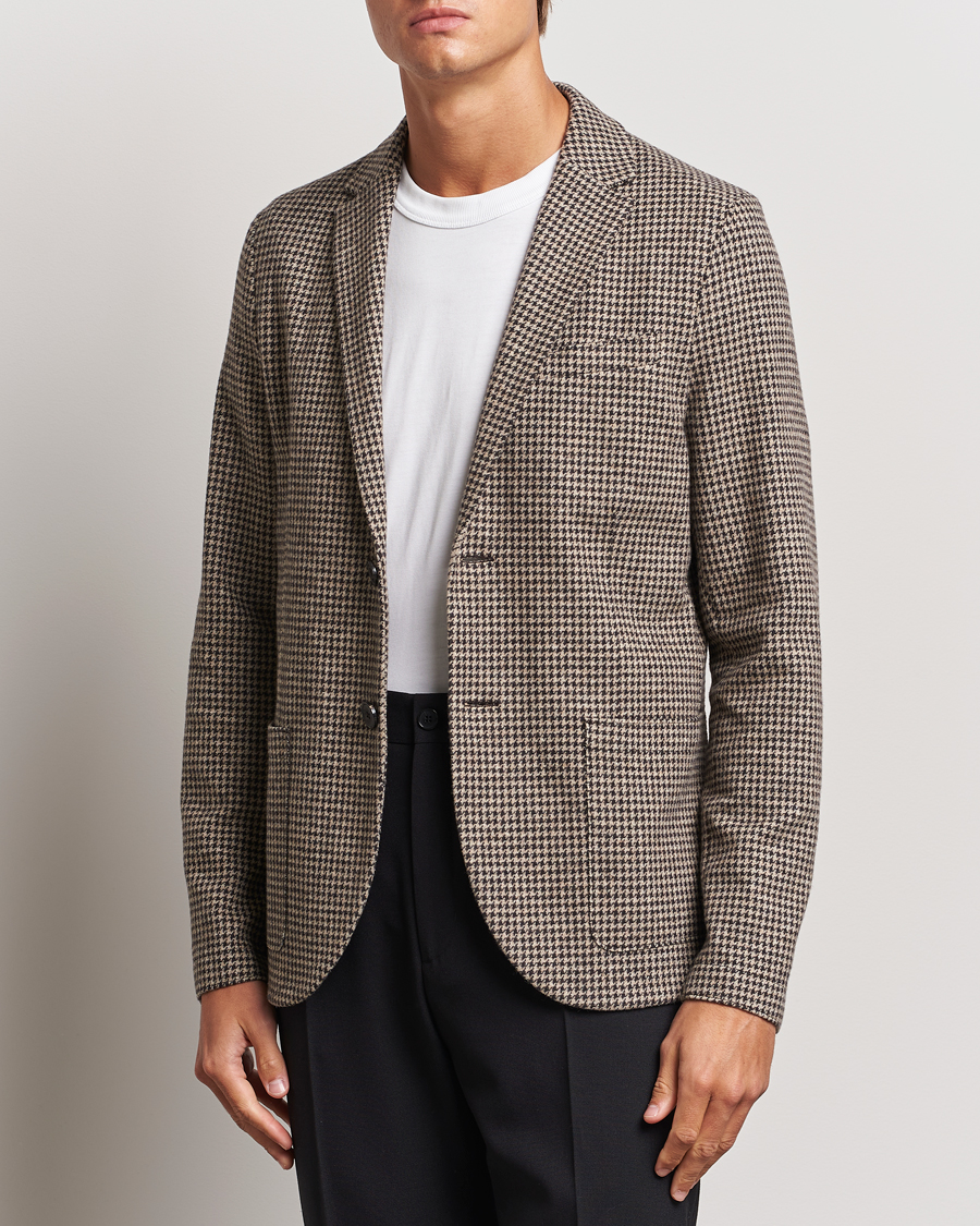 Hombres |  | Harris Wharf London | Two Button Houndstooth Blazer Beige