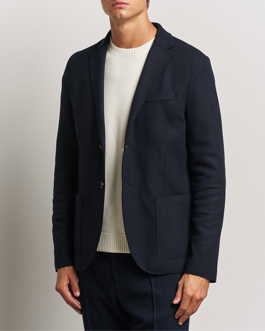 Hombres | Blazers de punto | Harris Wharf London | Two Button Superfine Merino Blazer Navy