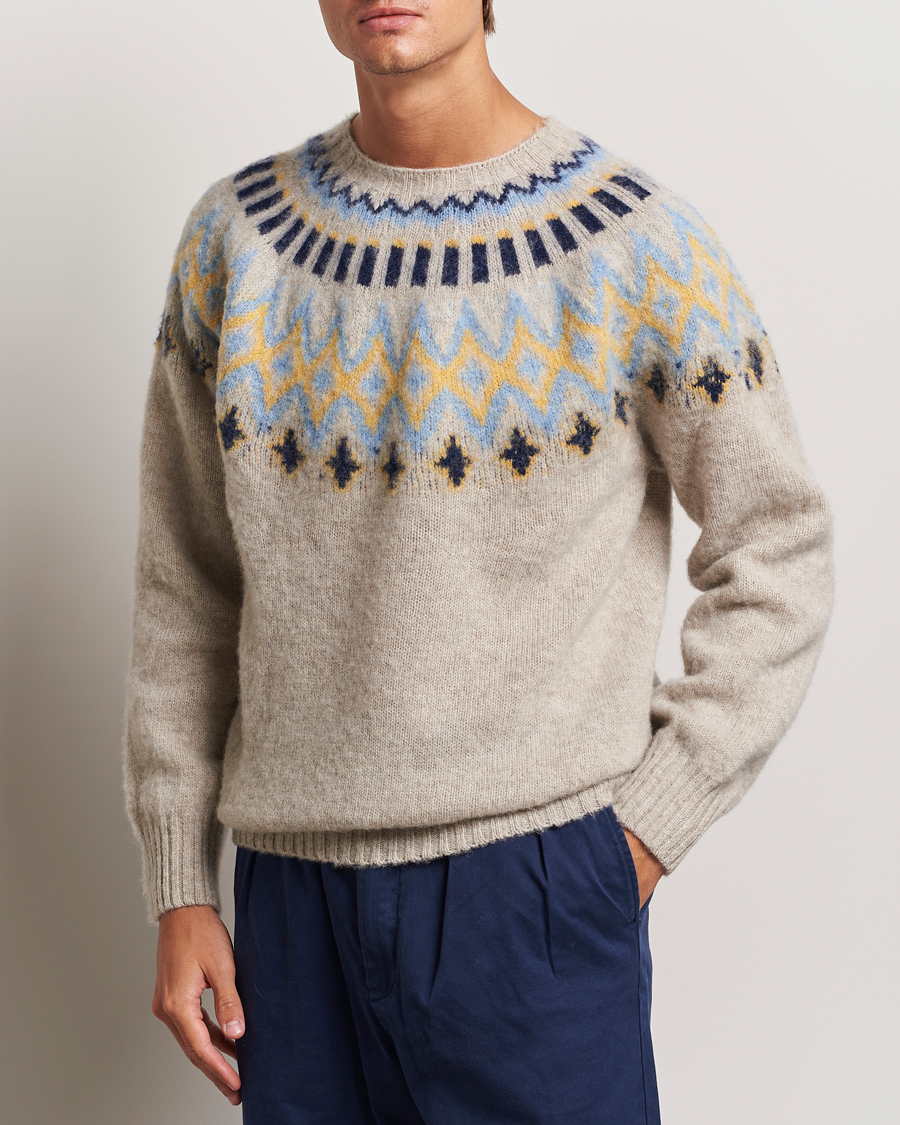 Hombres |  | Howlin\' | Brushed Wool Fair Isle Crew Sweater Cosmic Latte