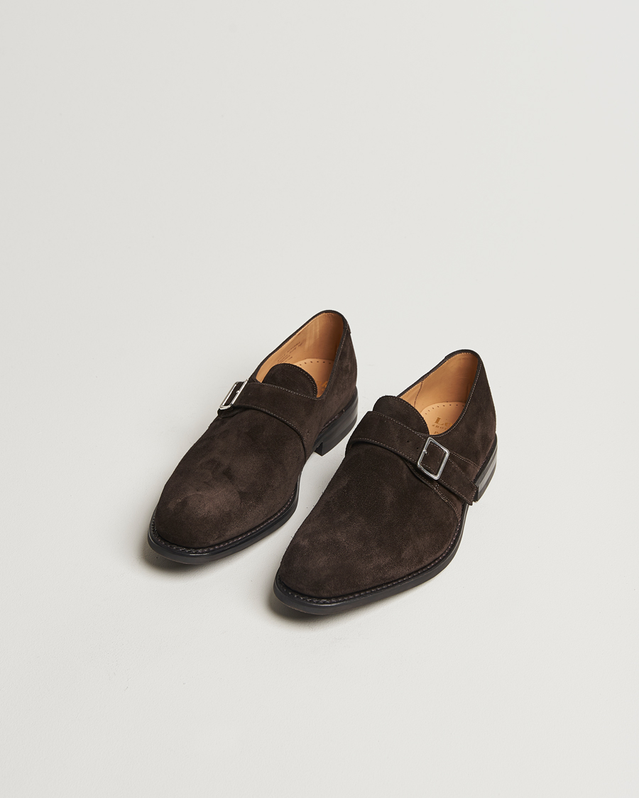 Hombres |  | Loake 1880 | 357 Suede Single Monk Dark Brown