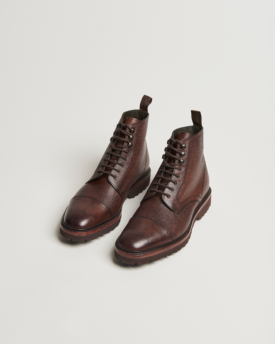 Hombres |  | Loake 1880 | Aquarius Grained Lightweight Boot Dark Brown