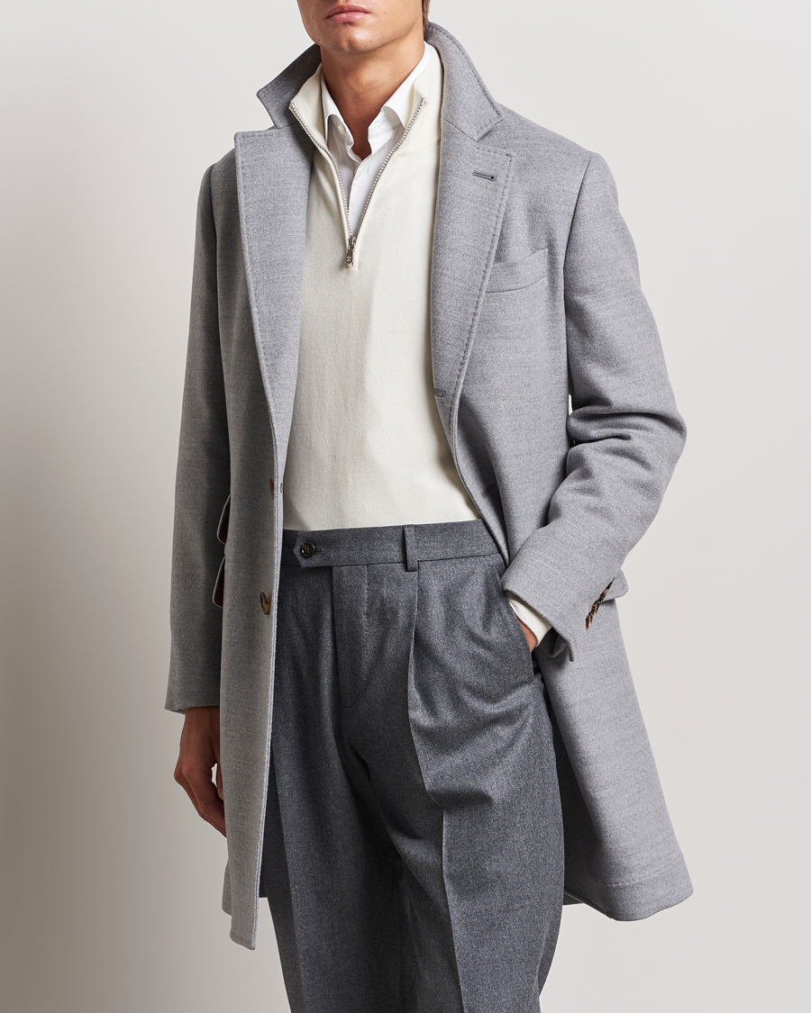 Hombres |  | Brunello Cucinelli | Single Breasted Beaver Wool Coat Pearl Grey