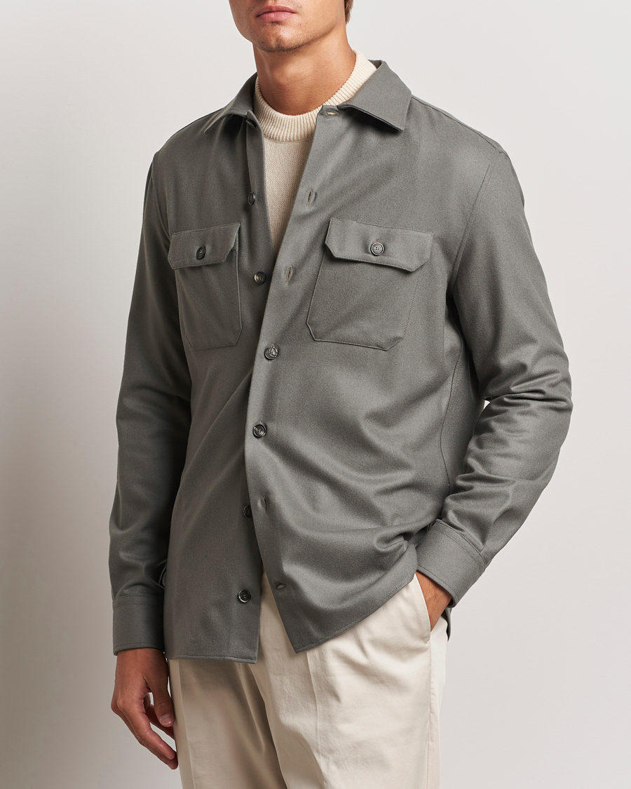 Hombres | Chaquetas tipo camisa | Brunello Cucinelli | Double Pocket Overshirt Olive