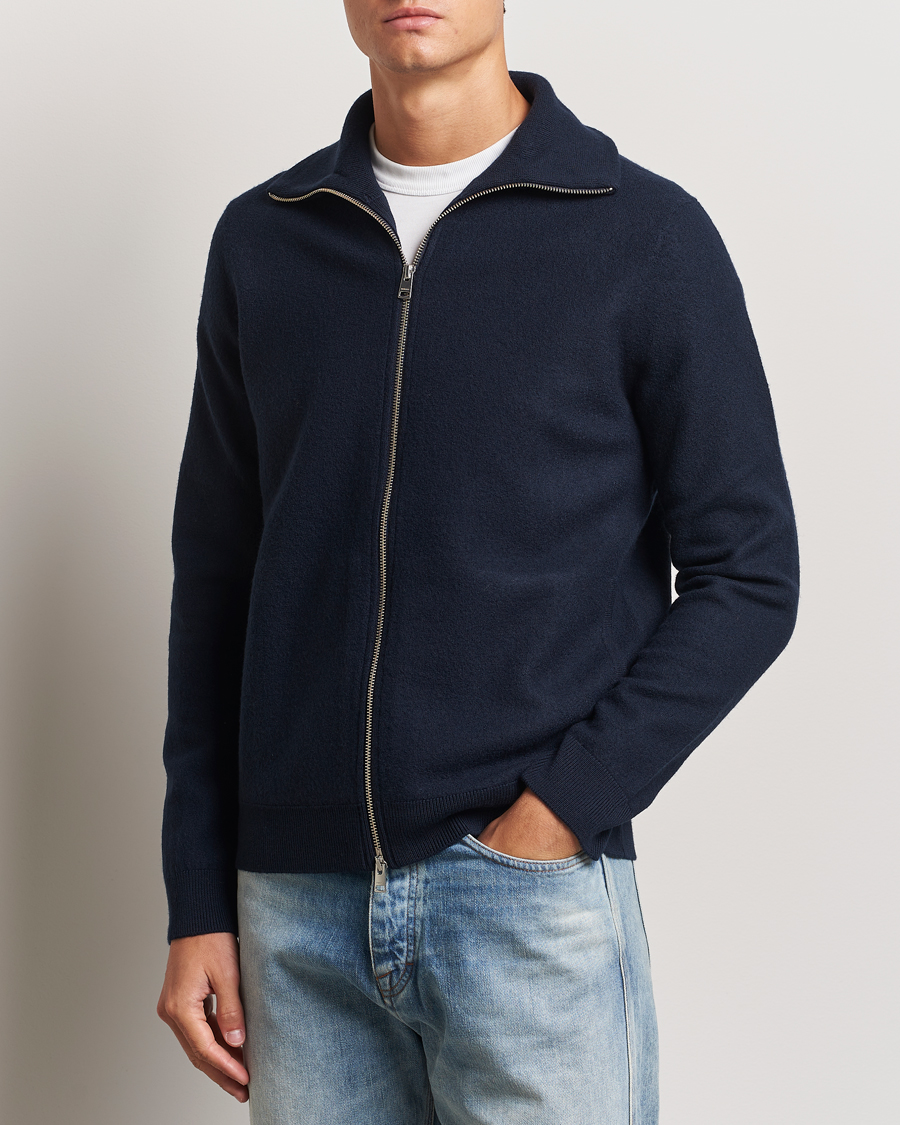 Hombres |  | Morris | York Knitted Zip Jacket Navy