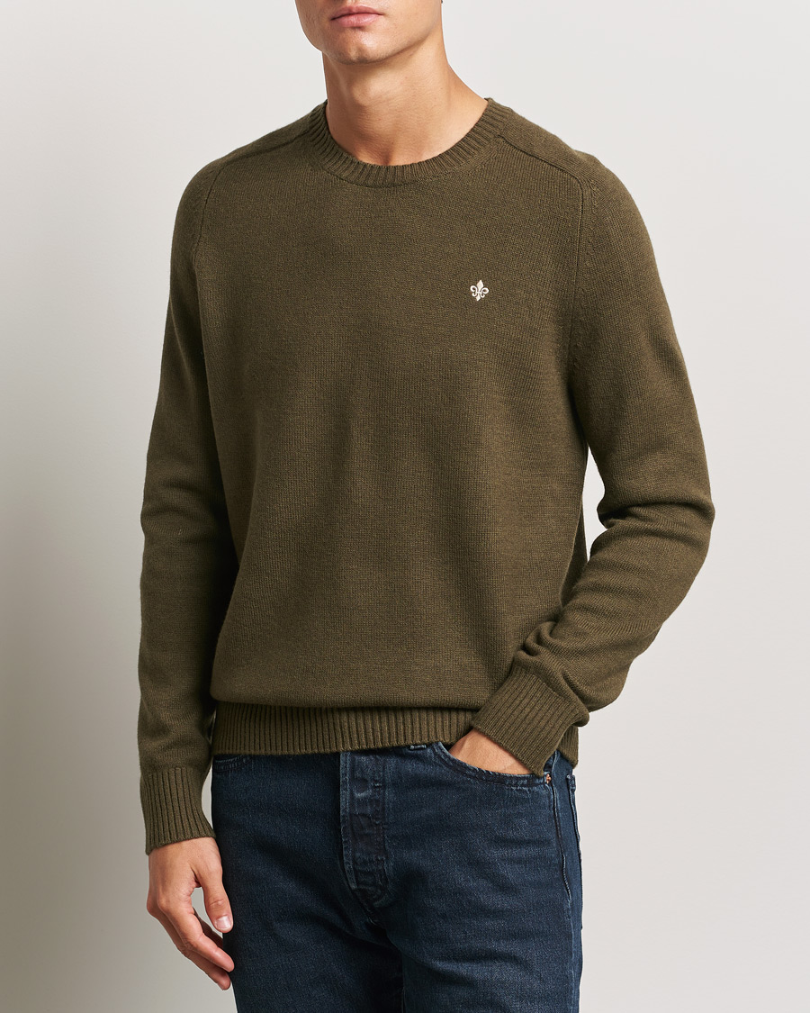 Hombres |  | Morris | Hertford Merino Crew Neck Olive