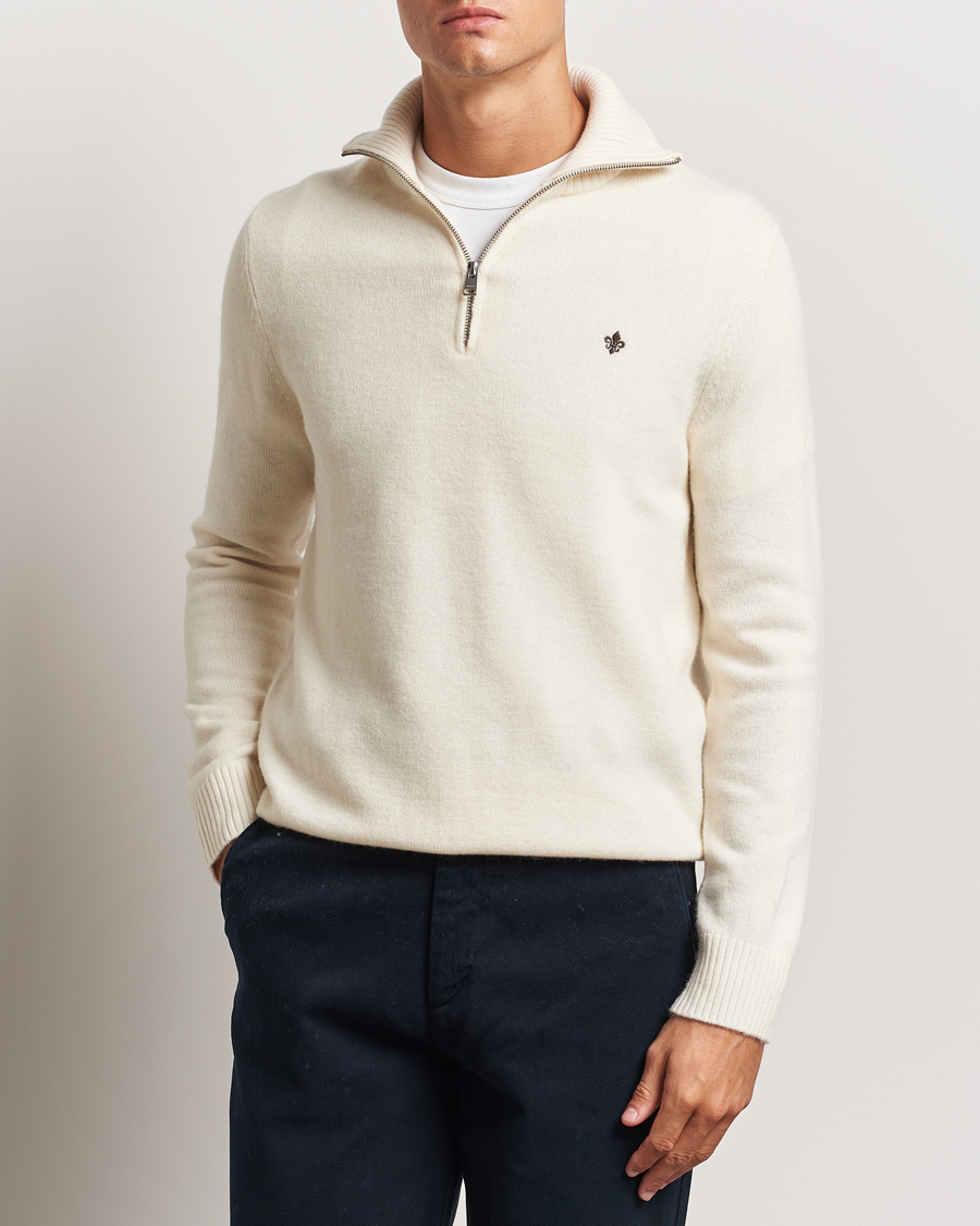 Hombres |  | Morris | Hertford Merino Half Zip Off White