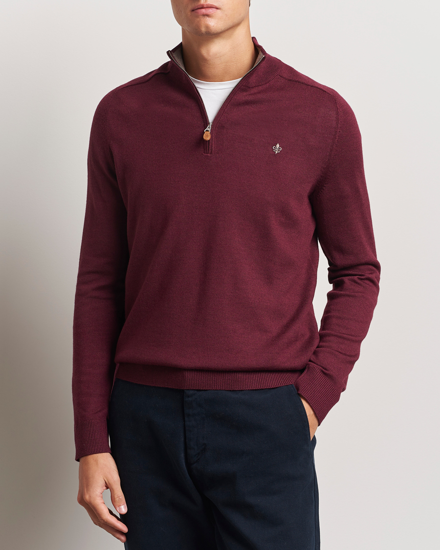 Hombres |  | Morris | John Merino Half Zip Wine Red