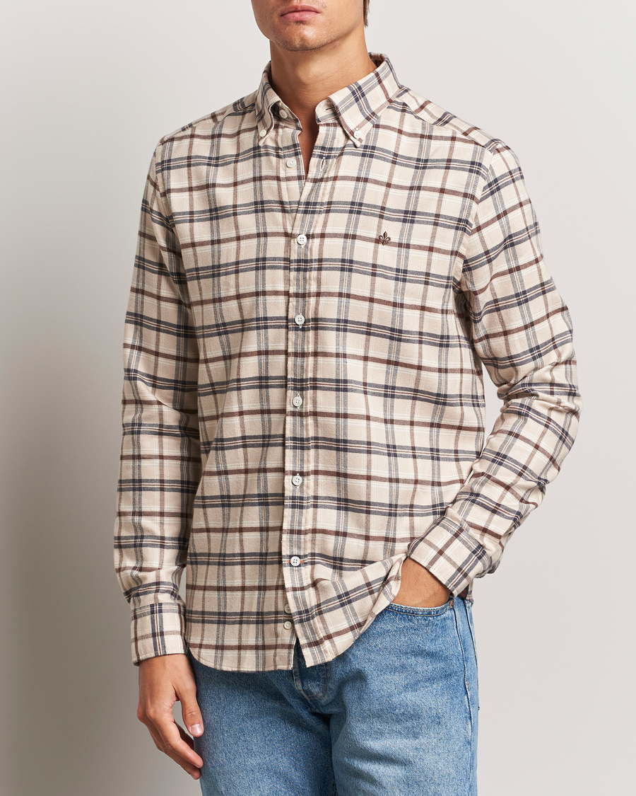 Hombres | Business & Beyond - Casual | Morris | Soft Check Flannel Shirt Camel