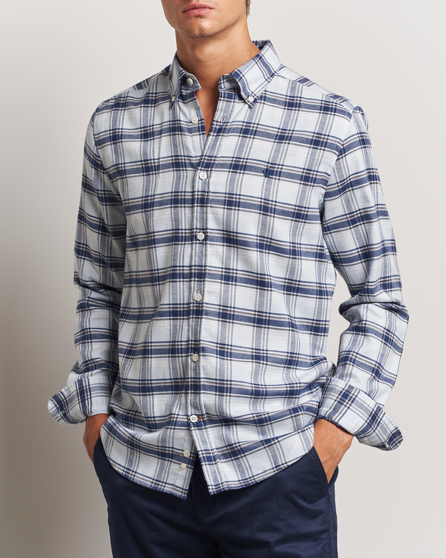 Hombres |  | Morris | Soft Check Flannel Shirt Blue