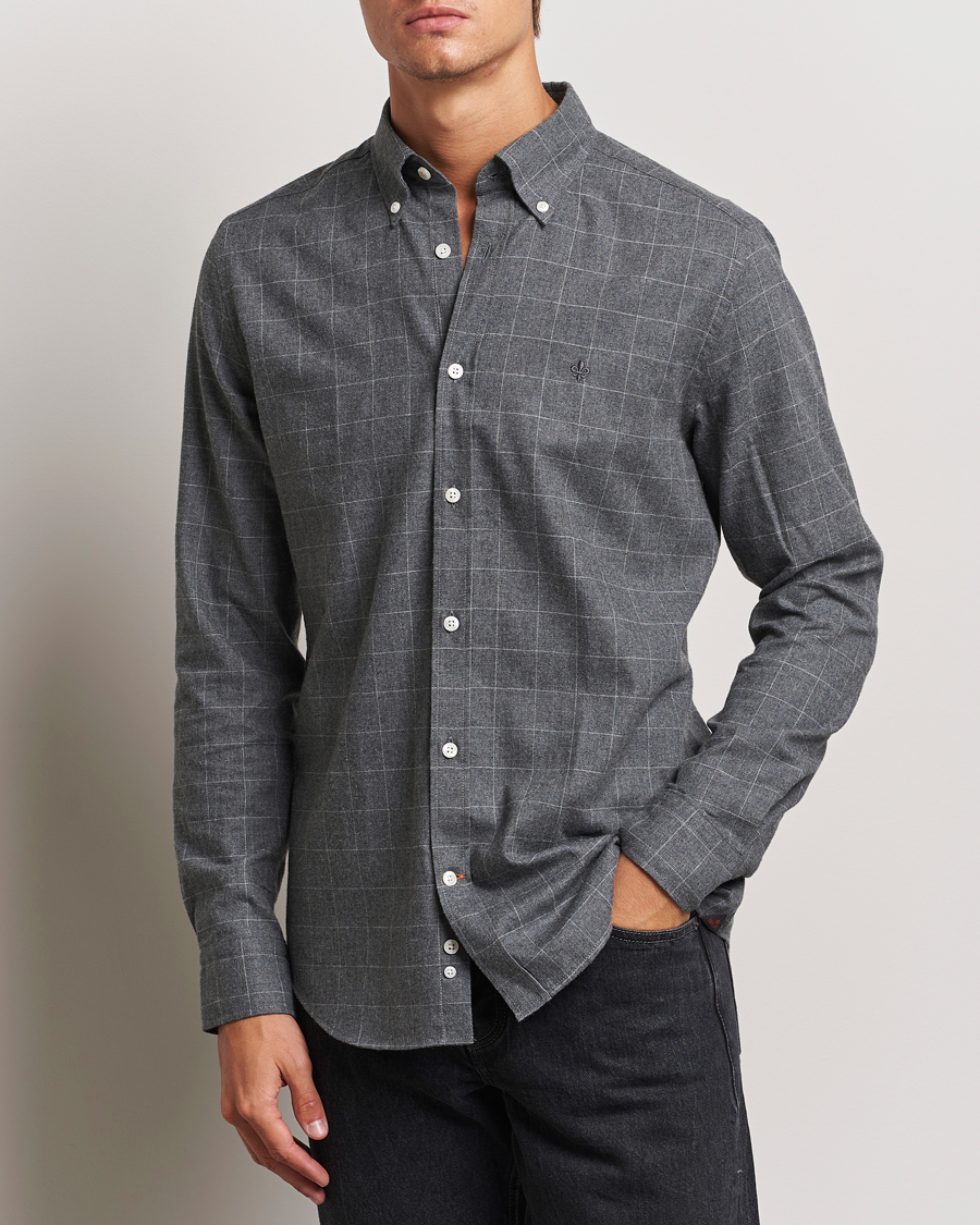 Hombres |  | Morris | Flannel Overcheck Shirt Grey