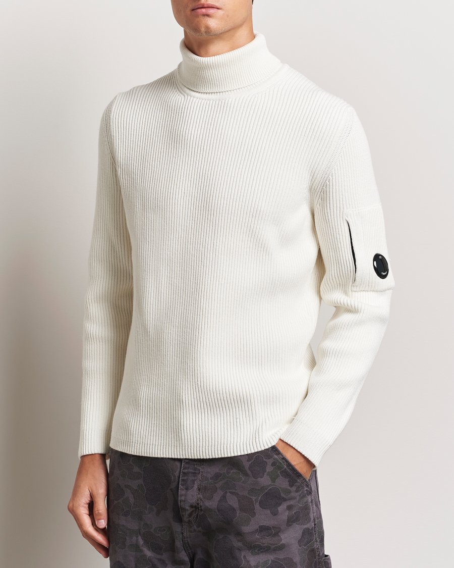 Hombres |  | C.P. Company | Full Rib Knitted Cotton Rollneck Off White