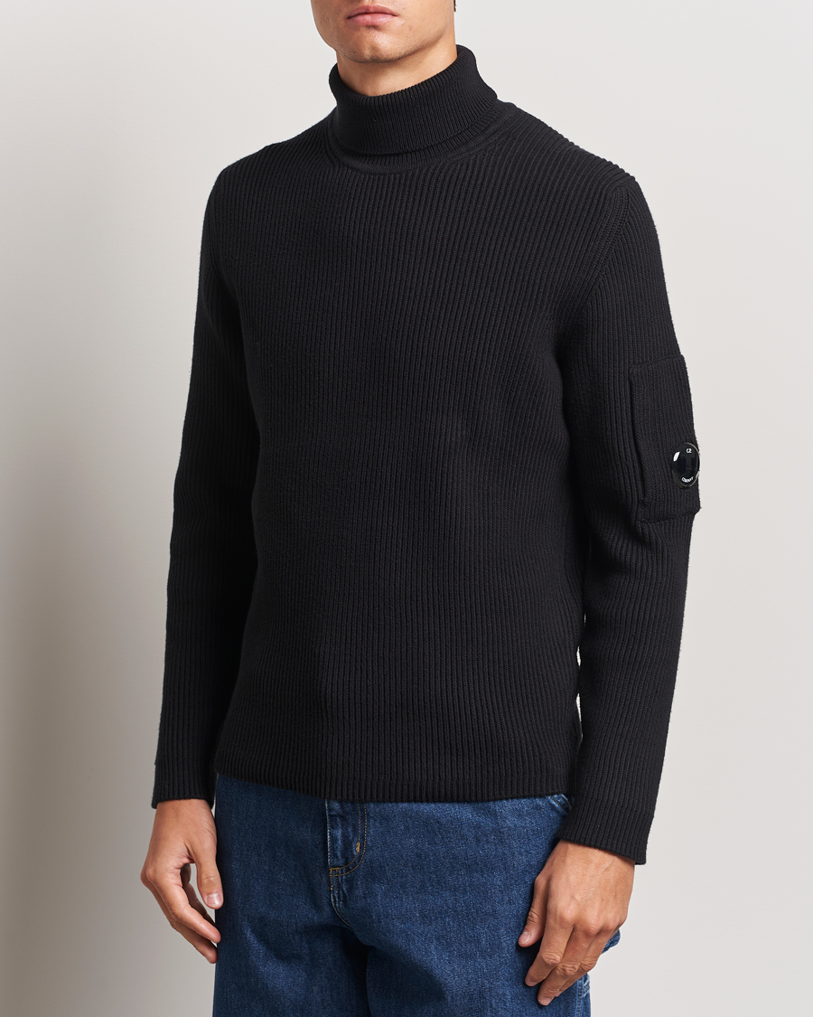 Hombres |  | C.P. Company | Full Rib Knitted Cotton Rollneck Black