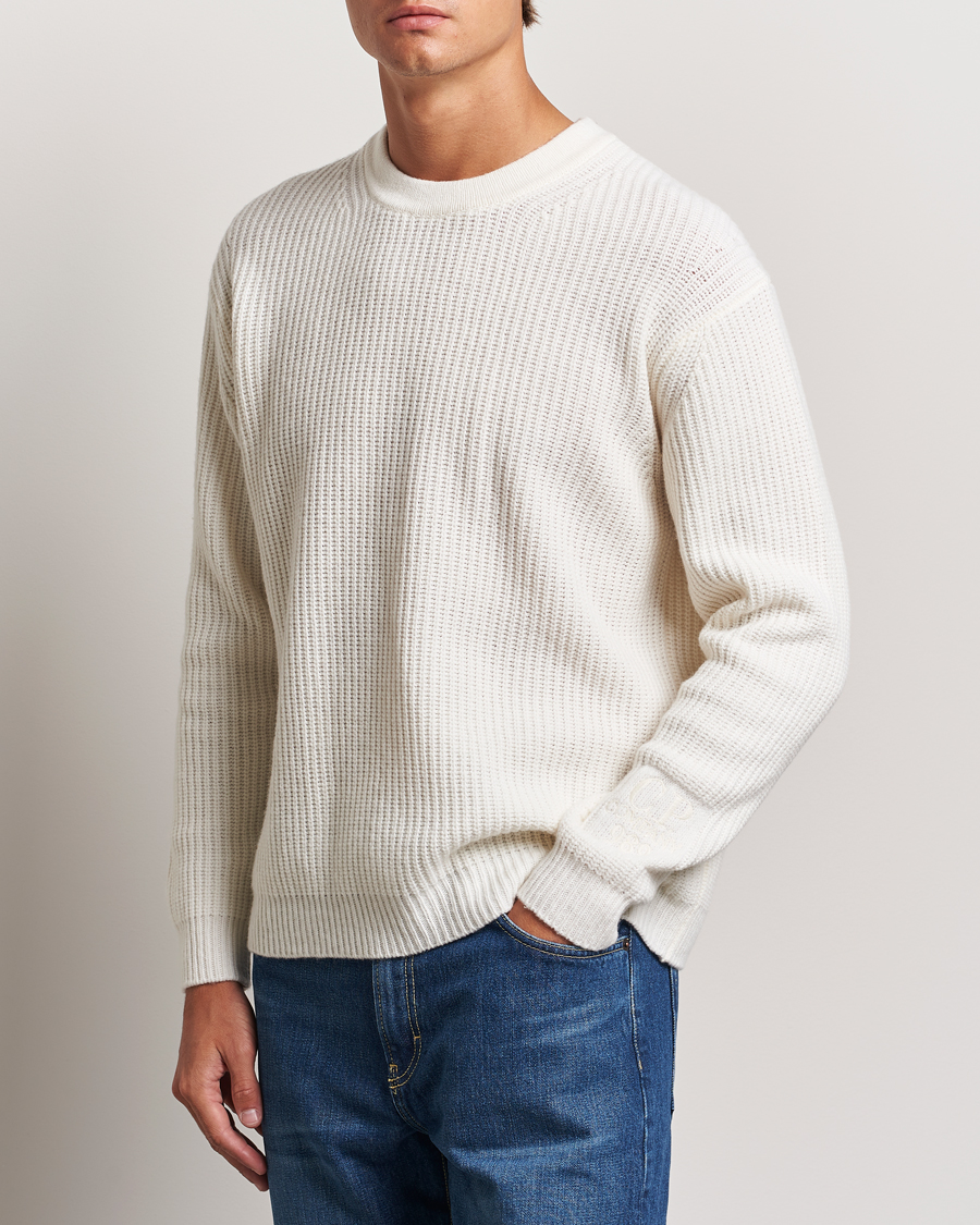 Hombres |  | C.P. Company | Lambswool Knitted Crew Neck Off White