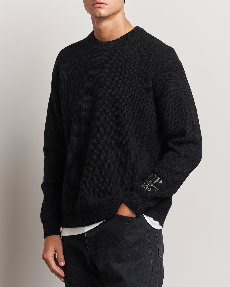 Hombres |  | C.P. Company | Lambswool Knitted Crew Neck Black