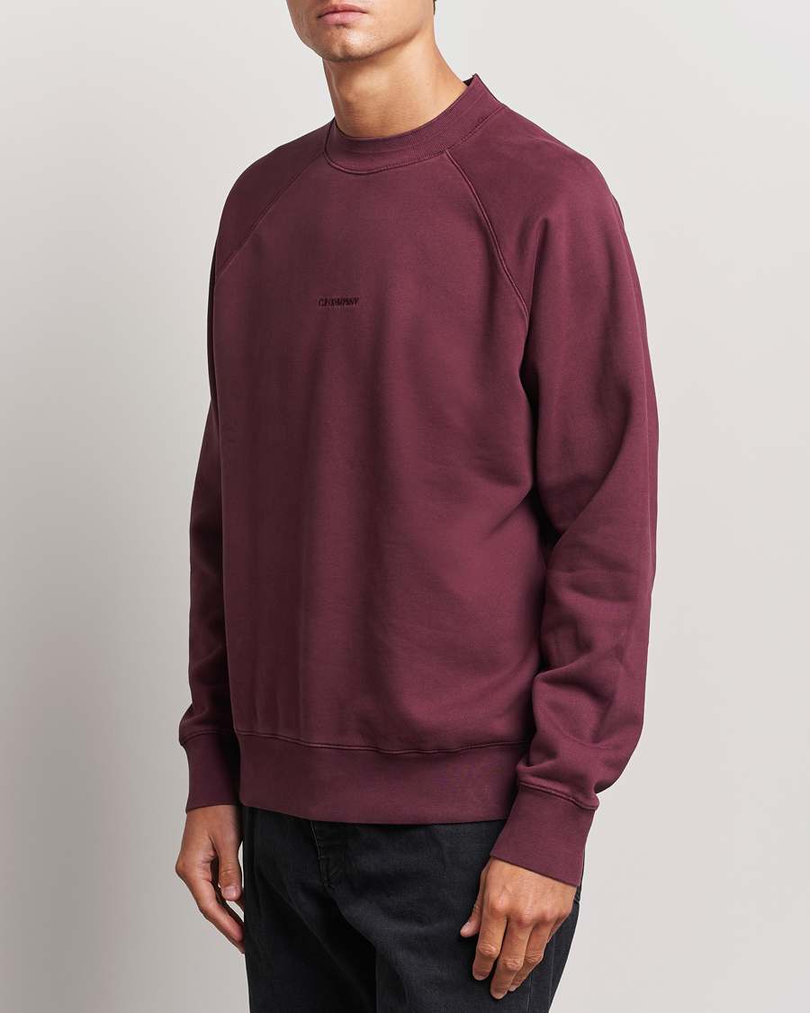 Hombres |  | C.P. Company | Brushed Emerized Fleece Sweatshirt Burgundy