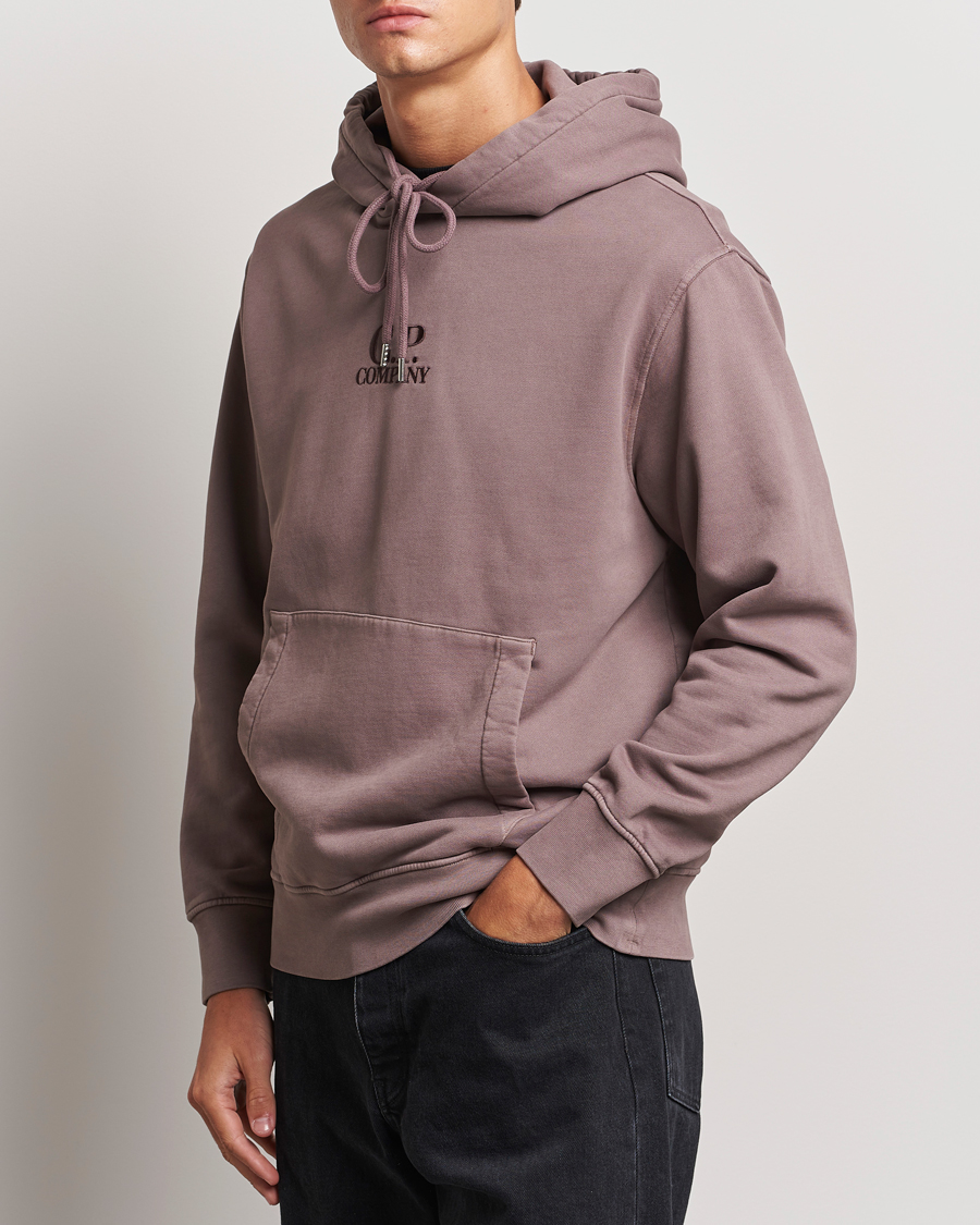 Hombres |  | C.P. Company | Brushed Emerized Fleece Hood Sweatshirt Washed Purple