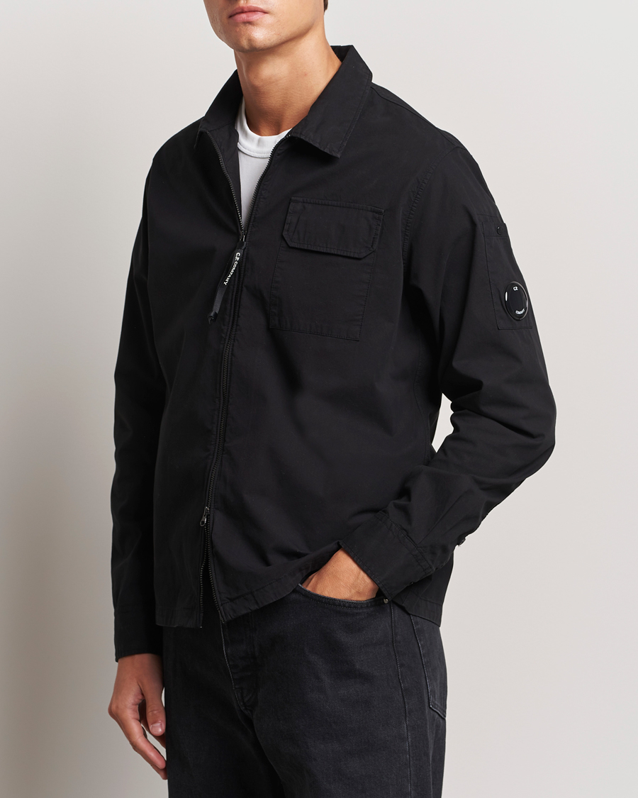 Hombres | An Overshirt Occasion | C.P. Company | Organic Cotton Gabardine Zip Overshirt Black