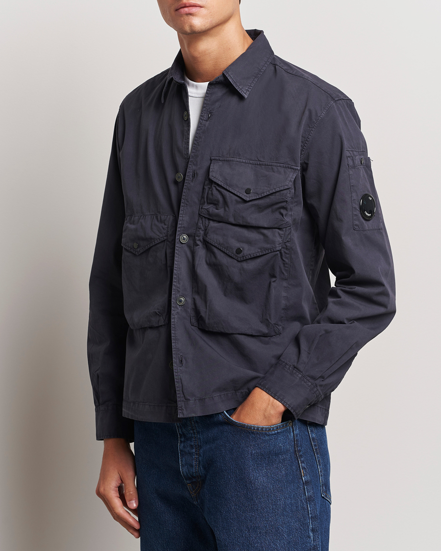 Hombres |  | C.P. Company | Organic Cotton Gabardine Pocket Overshirt Washed Blue