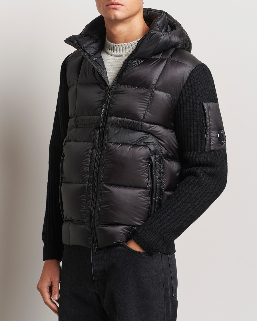 Hombres |  | C.P. Company | Merino Wool Padded Hybrid Hood Jacket Black