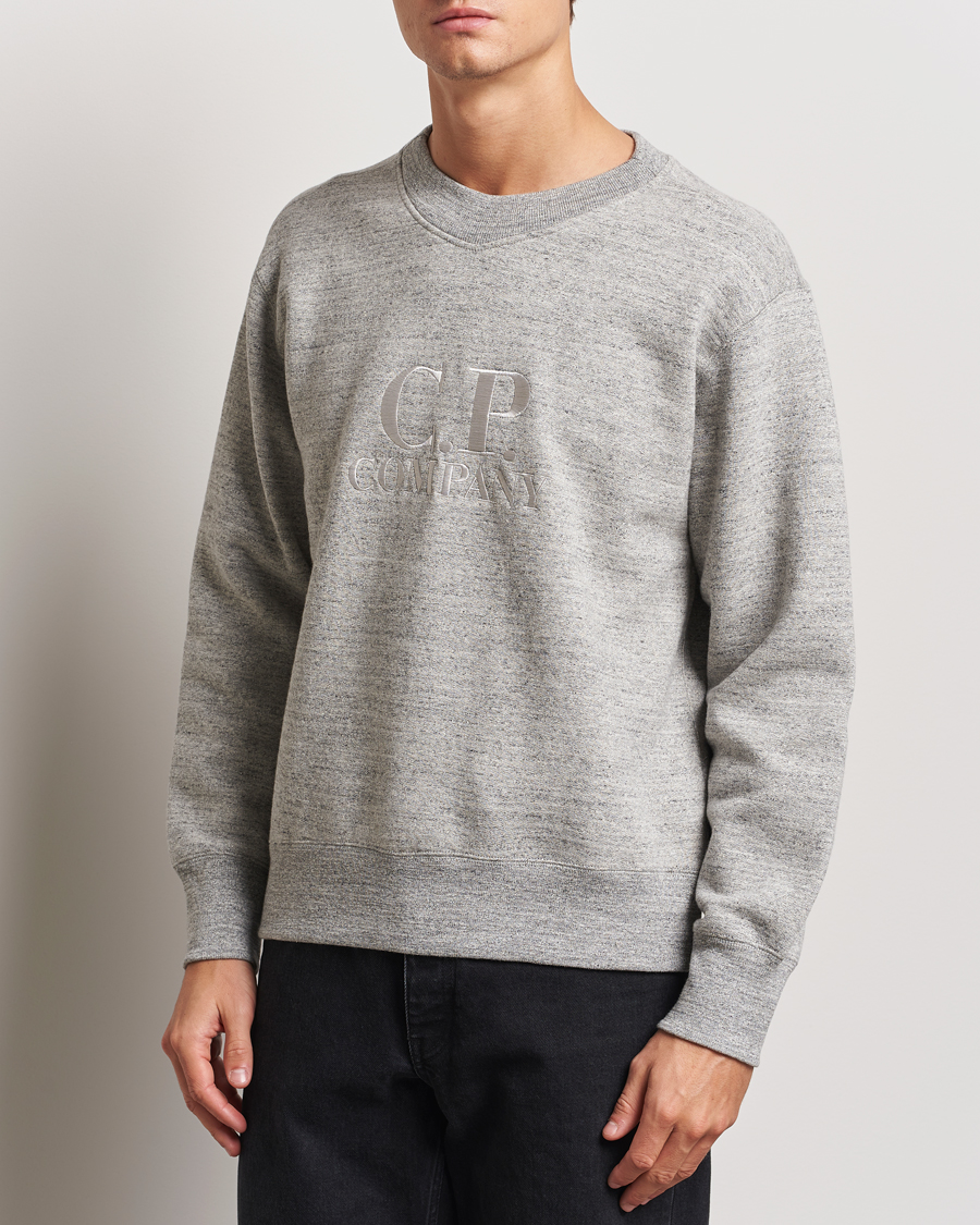 Hombres |  | C.P. Company | Japanese Fleece Logo Sweatshirt Grey Melange