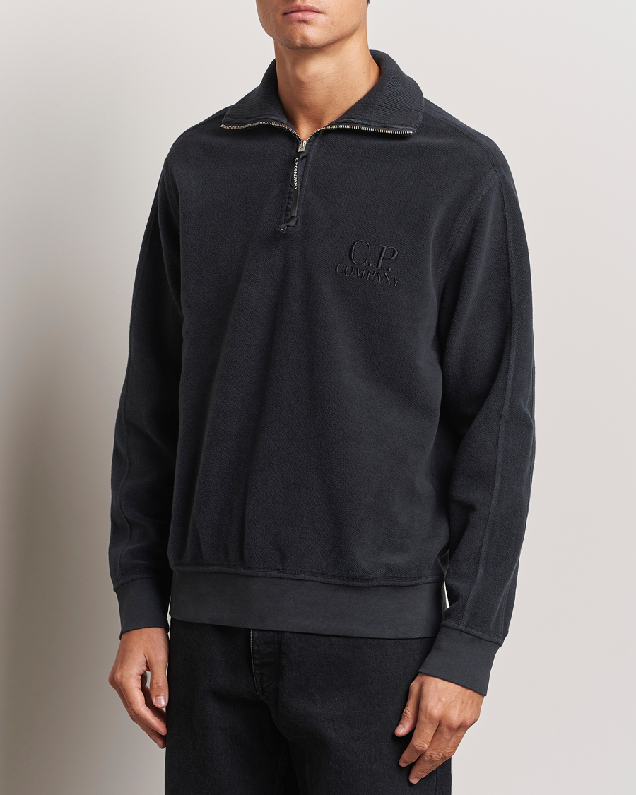 Hombres |  | C.P. Company | Brushed Diagonal Fleece Half Zip Grey Black