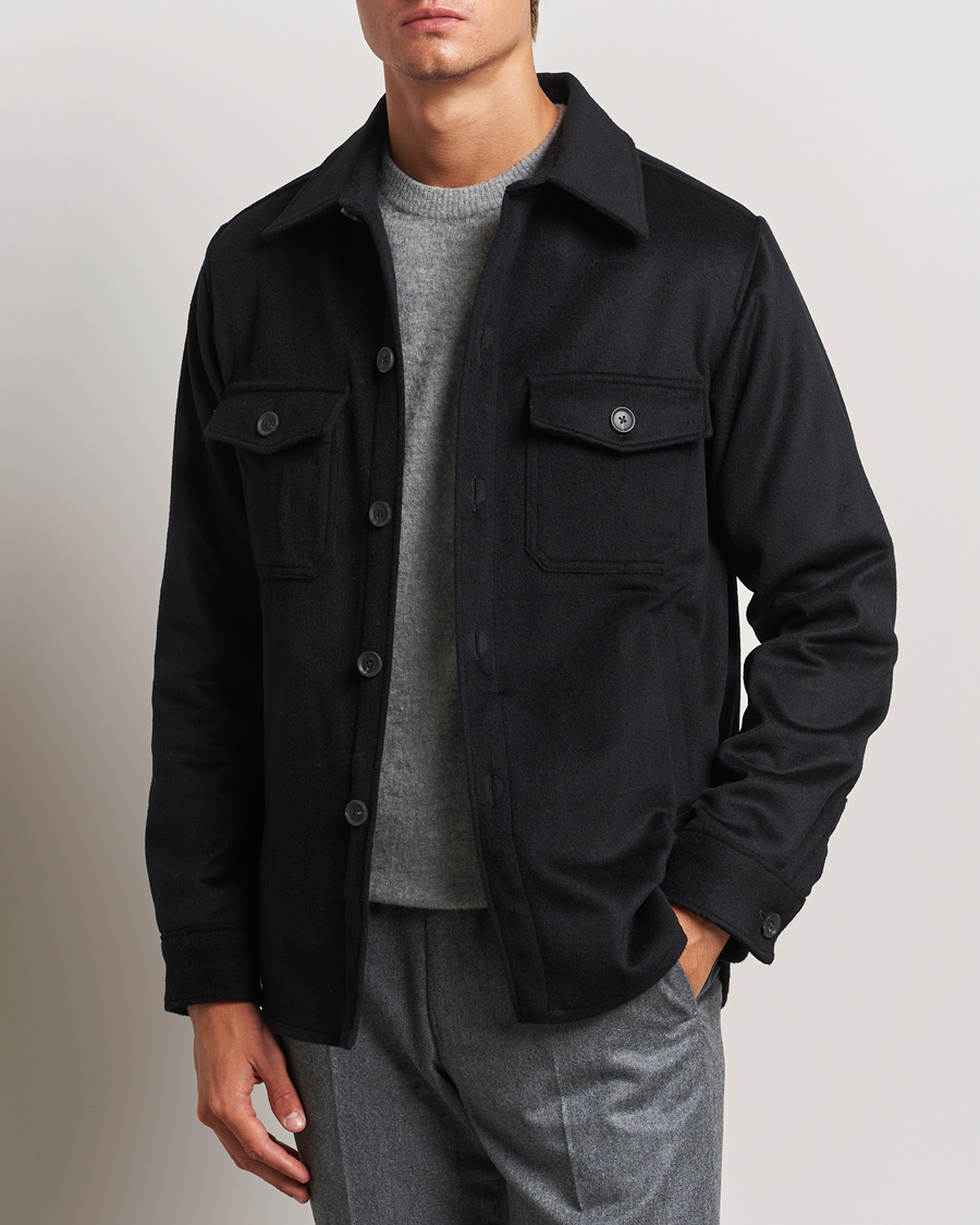 Hombres |  | Oscar Jacobson | Maverick Wool/Cashmere Shirt Jacket Black