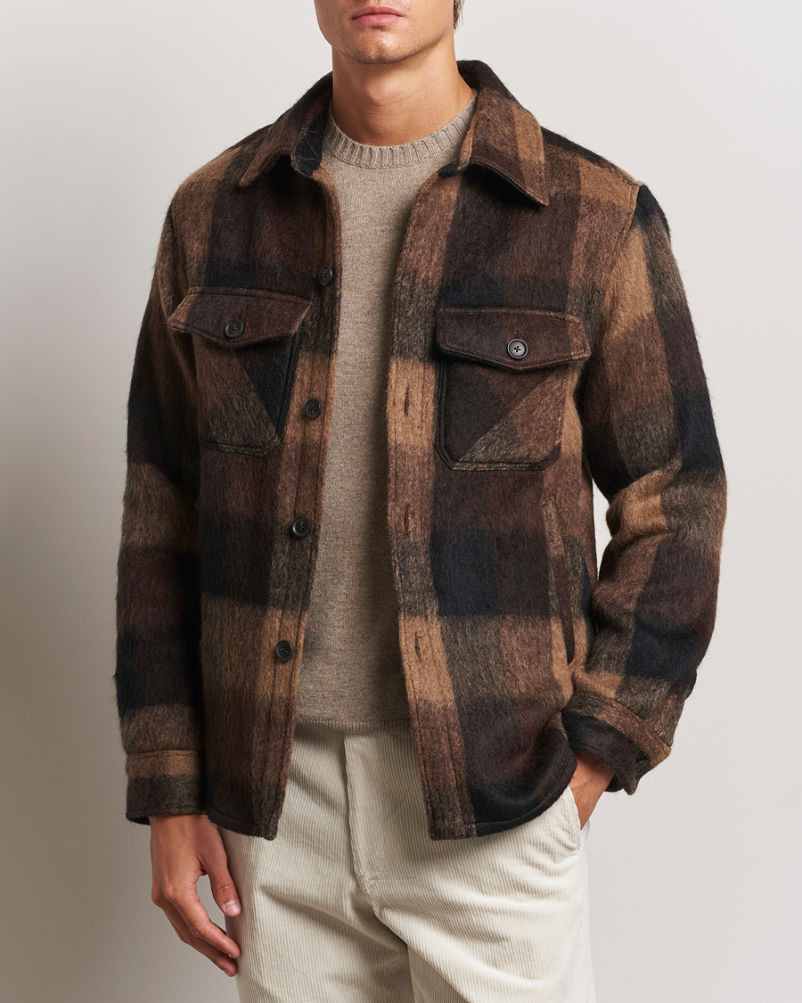 Hombres |  | Oscar Jacobson | Maverick Checked Shirt Jacket Brown