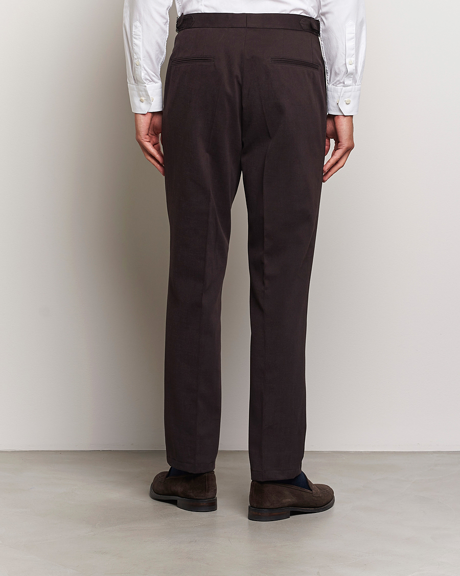Hombres | Pantalones | Oscar Jacobson | Delon Brushed Cotton Trousers Brown