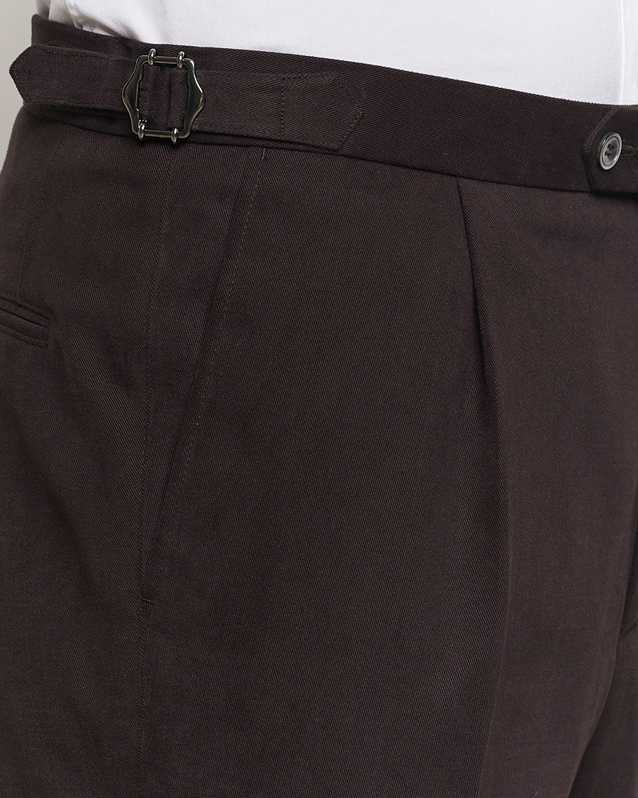 Hombres | Pantalones | Oscar Jacobson | Delon Brushed Cotton Trousers Brown