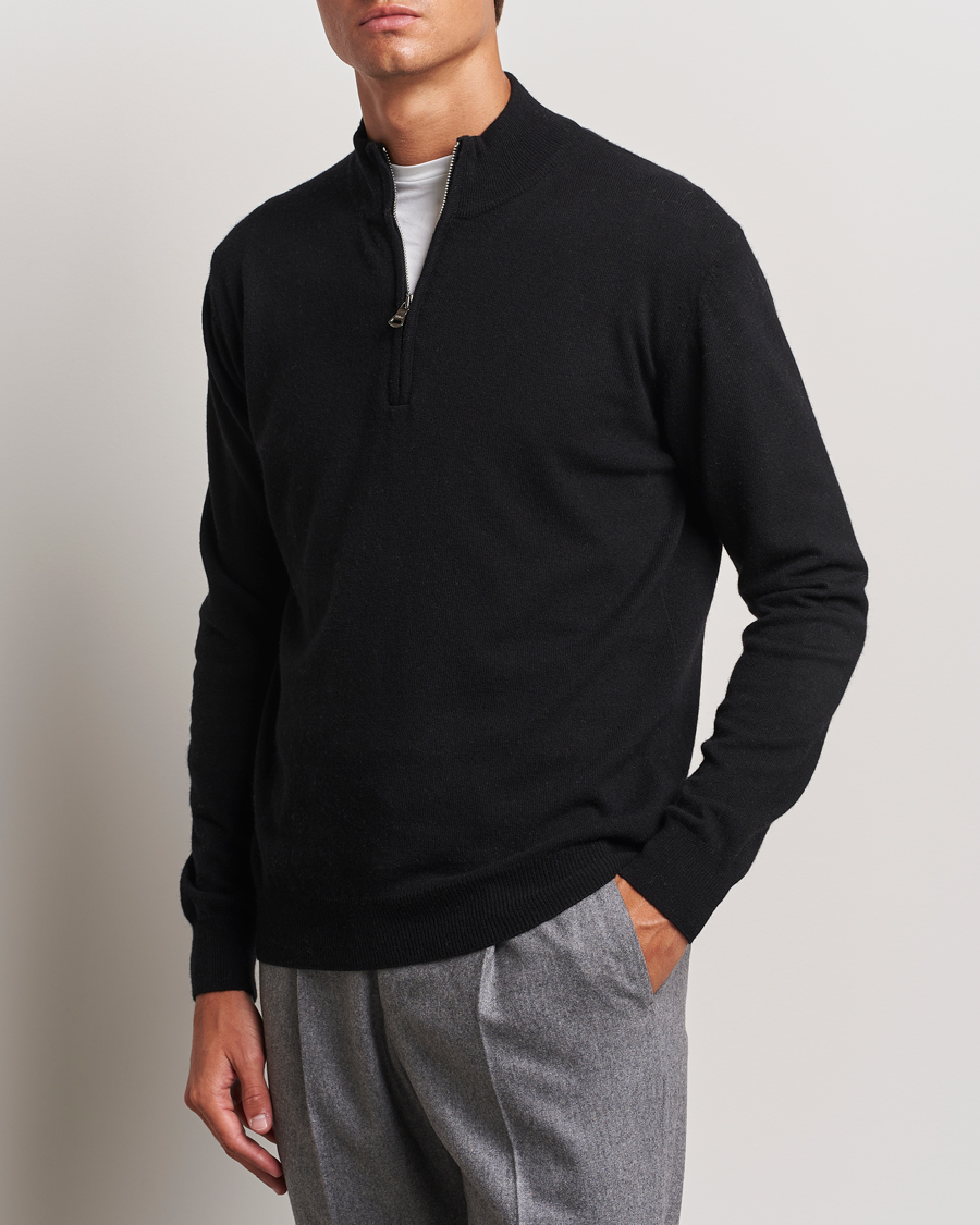 Hombres |  | Oscar Jacobson | Patton Wool/Cashmere Half Zip Black