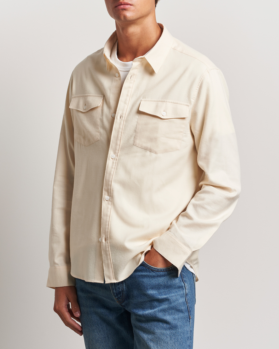 Hombres |  | FRAME | Double Pocket Wool Blend Shirt Off White