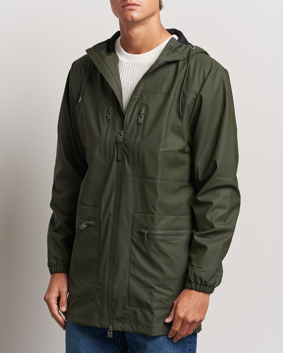 Hombres | Enfrenta la lluvia con estilo | RAINS | Cargo Long Jacket Green