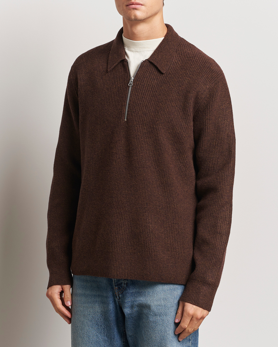 Hombres |  | Samsøe Samsøe | Saisaks  Half Zip Polo Chocolate Brown