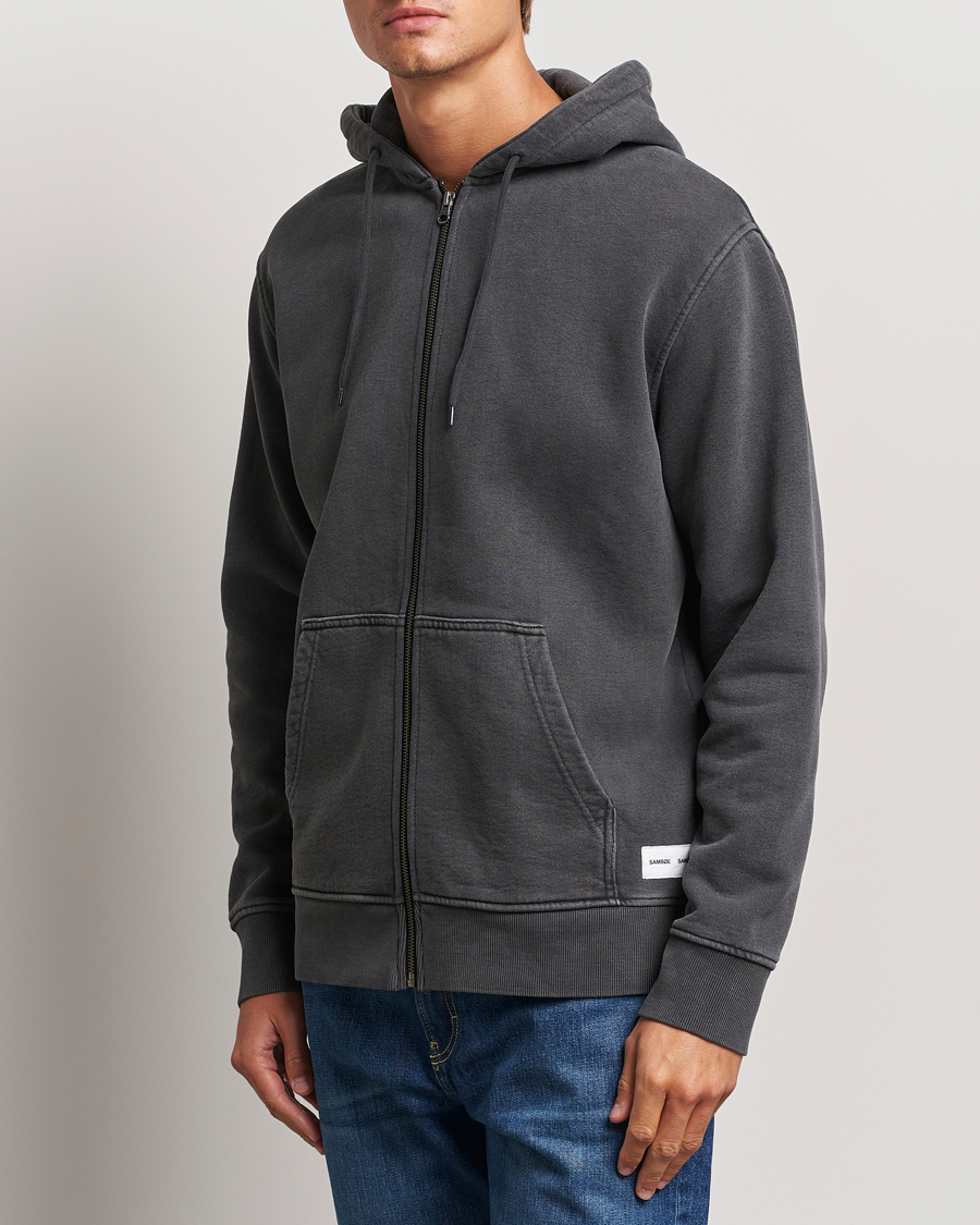 Hombres |  | Samsøe Samsøe | Pigment Dyed Full Zip Hoodie Black