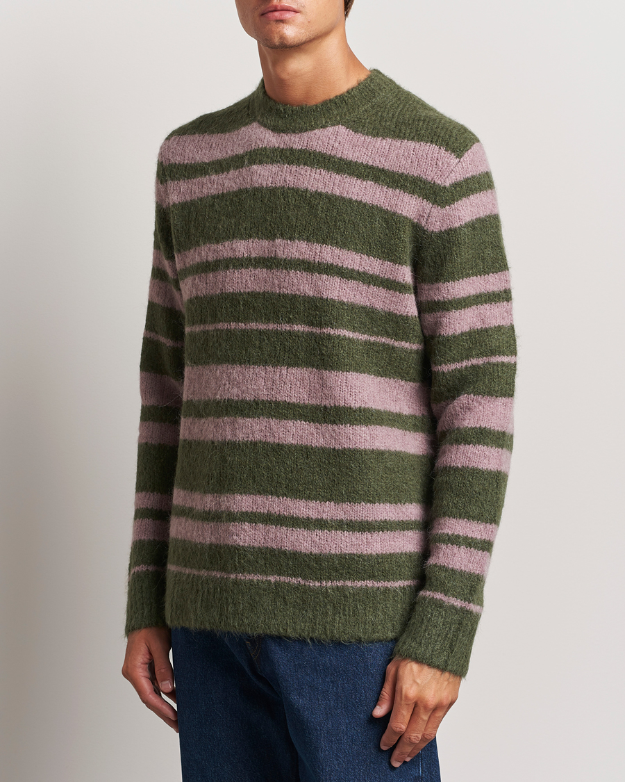 Hombres |  | Samsøe Samsøe | Arin Mohair Striped Sweater Green/Pink