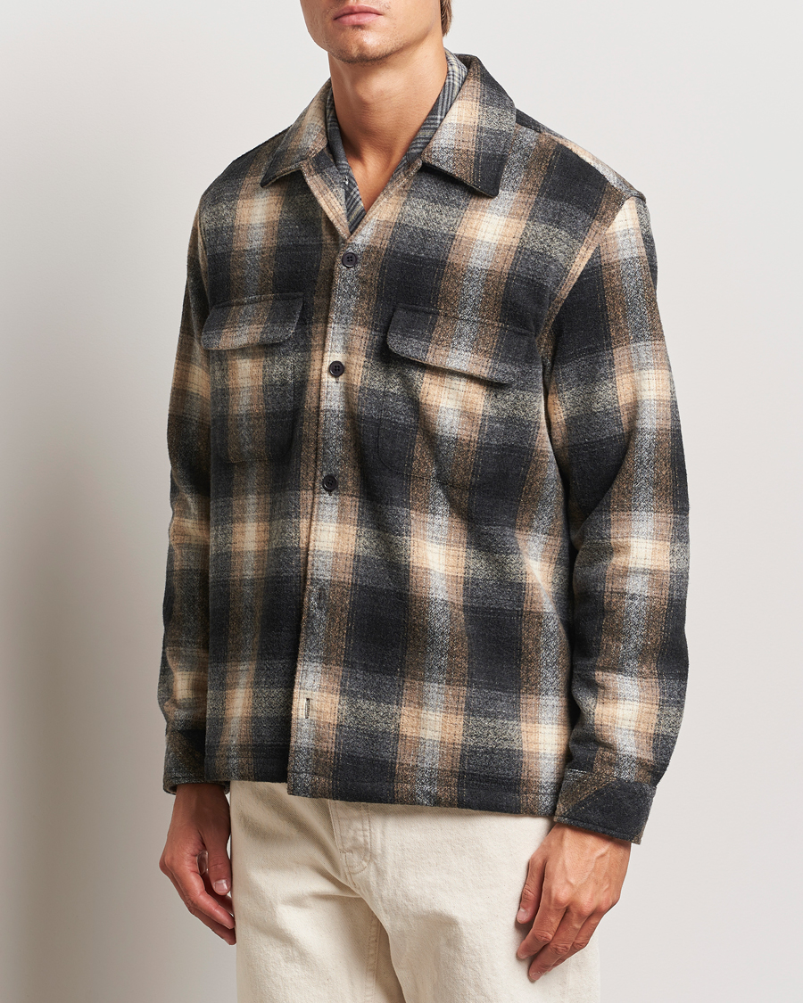 Hombres |  | Samsøe Samsøe | Castor Checked Overshirt Petrified Brown