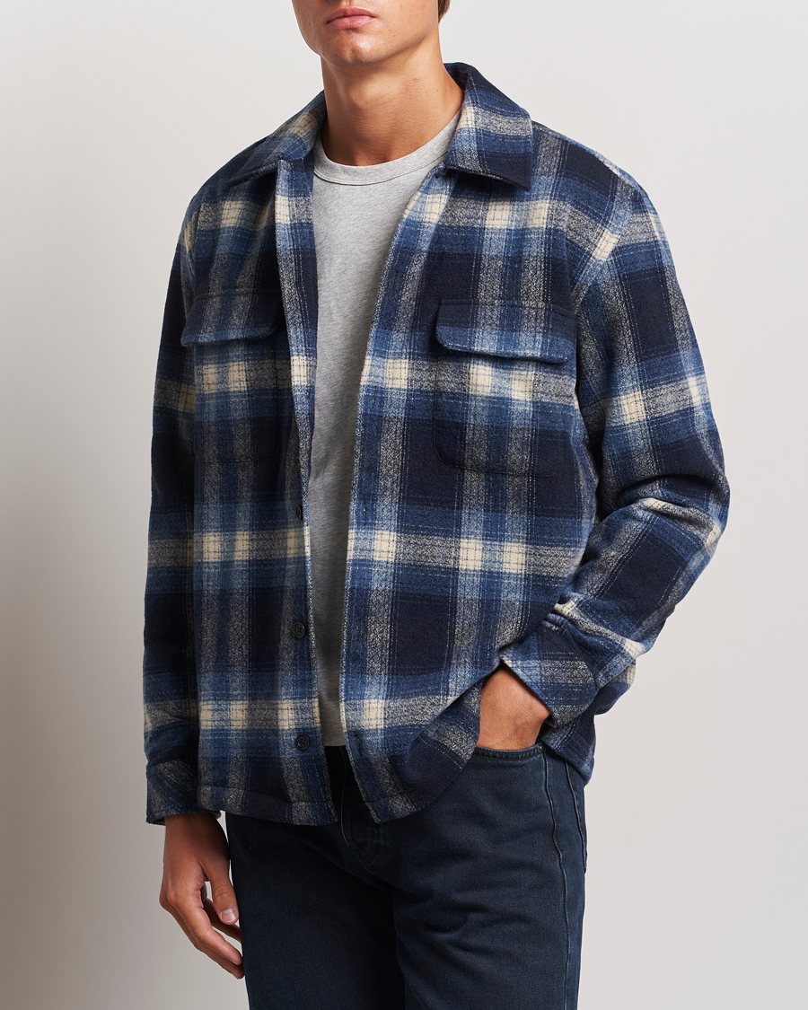 Hombres |  | Samsøe Samsøe | Castor Checked Overshirt True Navy