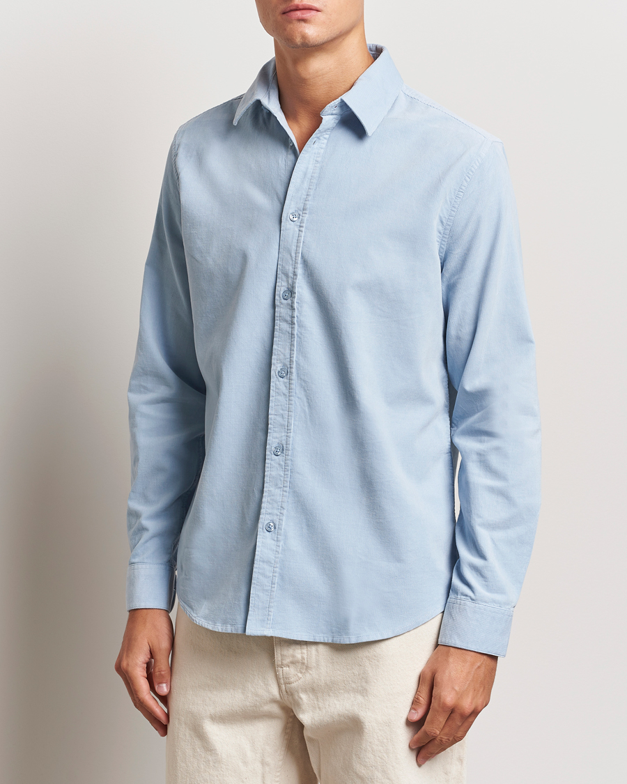 Hombres |  | Samsøe Samsøe | Liam Baby Cord Shirt Subdued Blue