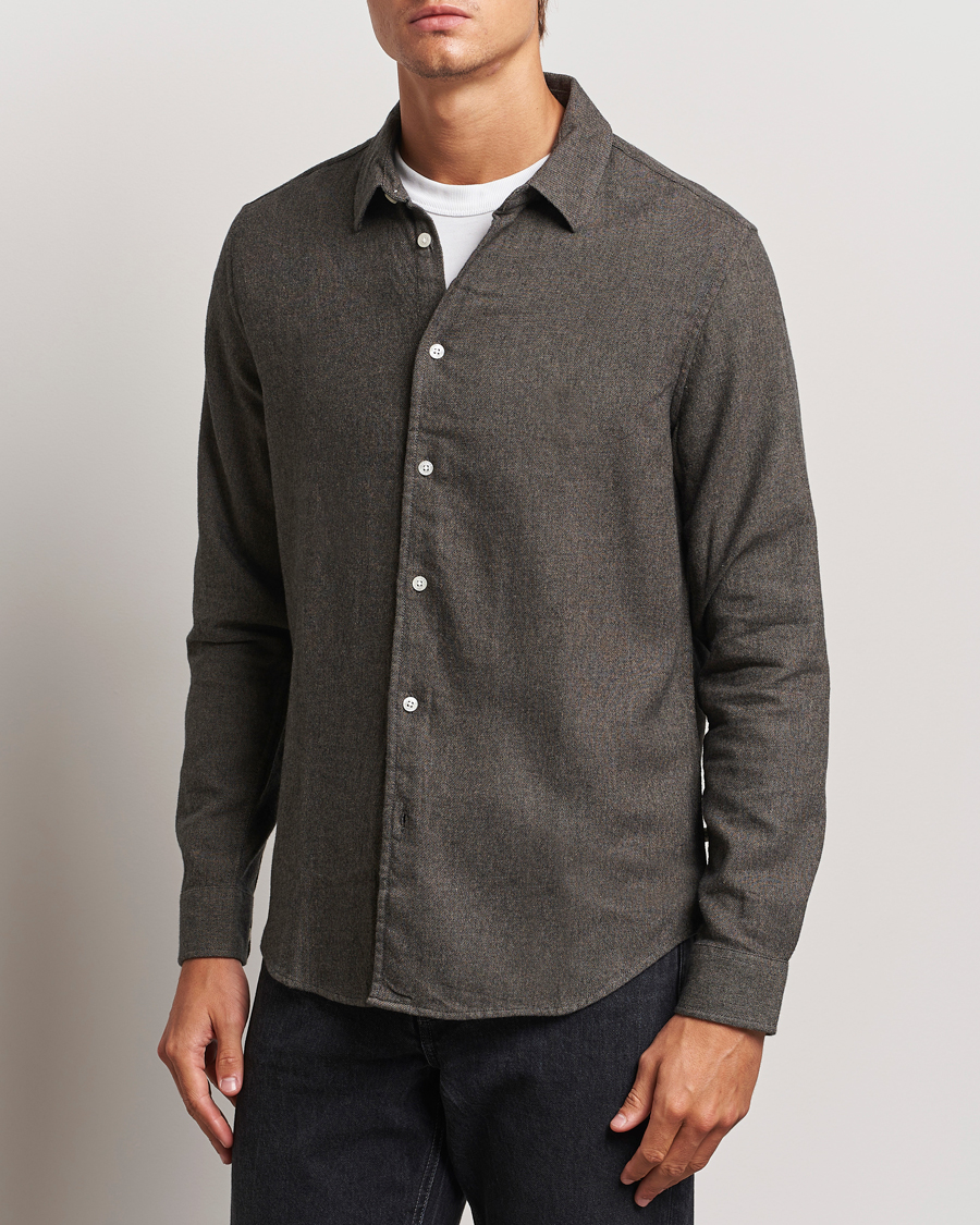 Hombres |  | Samsøe Samsøe | Liam Brushed Flannel Shirt Major Brown Melange