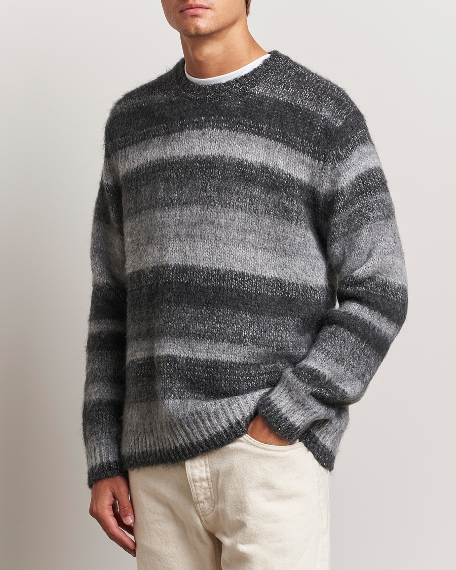 Hombres |  | Samsøe Samsøe | Saarin Mohair Striped Sweater Grey