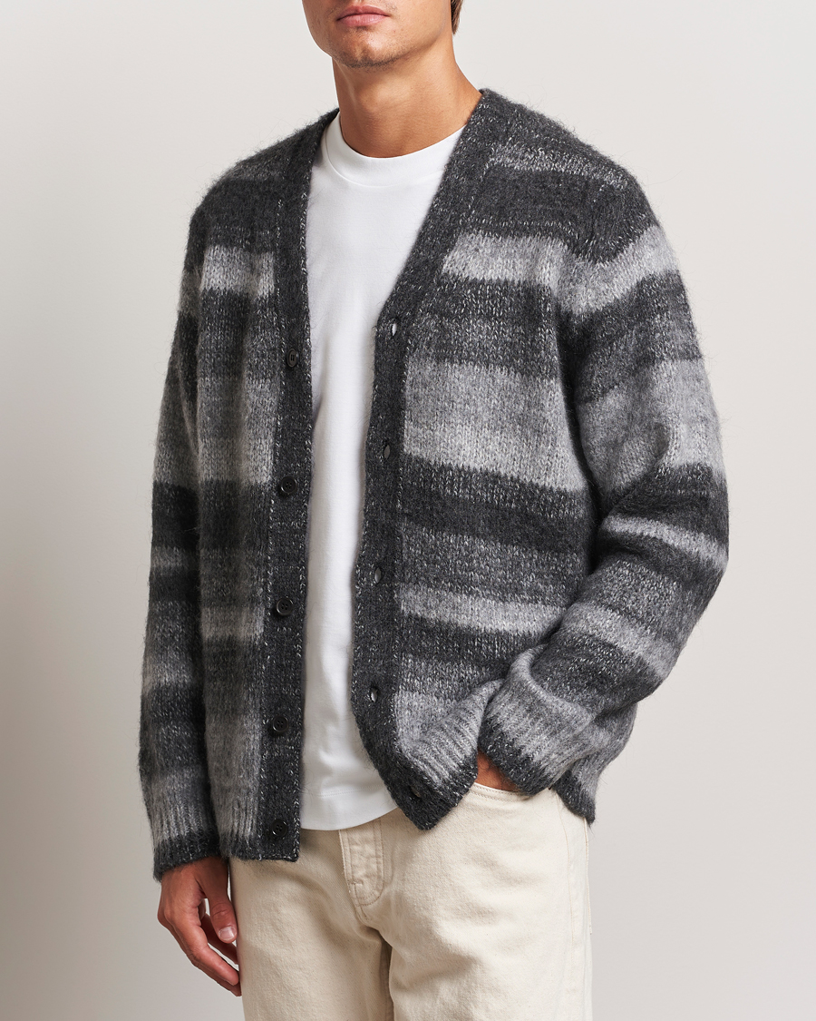 Hombres |  | Samsøe Samsøe | Ari Mohair Striped Cardigan Grey