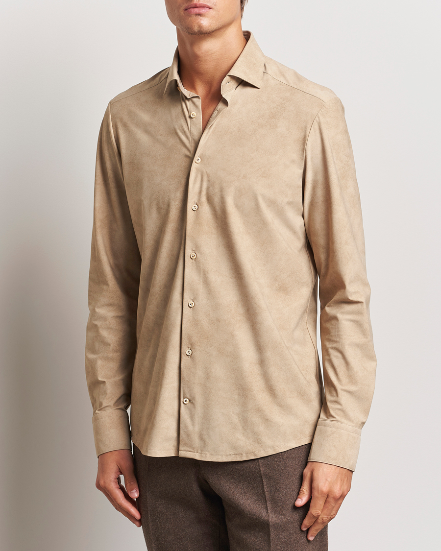 Hombres |  | Stenströms | Slimline 4-Way Stretch Shirt Beige