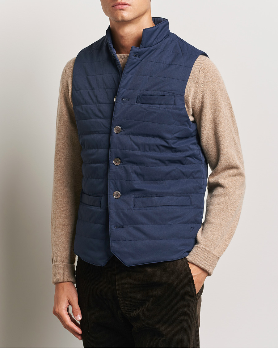 Hombres |  | Stenströms | Dressed Mid Layer Twill Gilet Navy