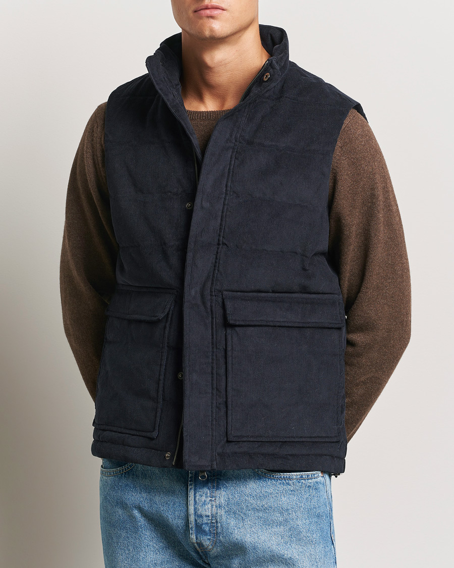 Hombres |  | Stenströms | Pocket Corduroy Vest Navy